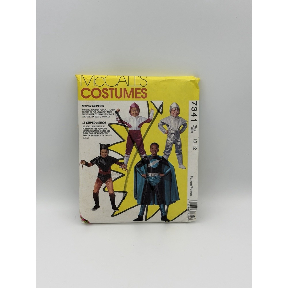 McCalls 7341 Superhero Costume Cosplay Boys Girls Size 5 6 Sewing Pattern
